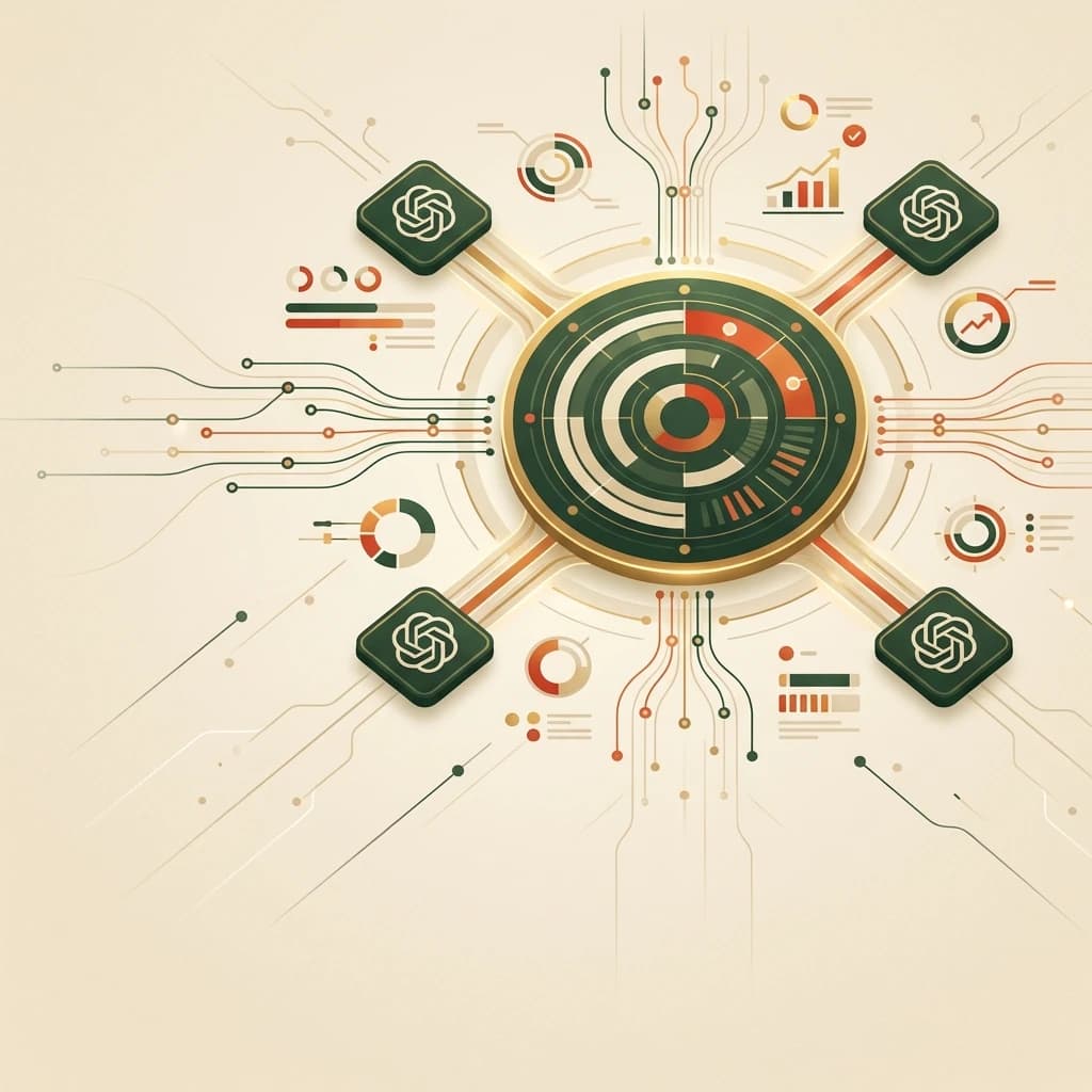 Dashboard showing AI visibility metrics and KPI tracking charts