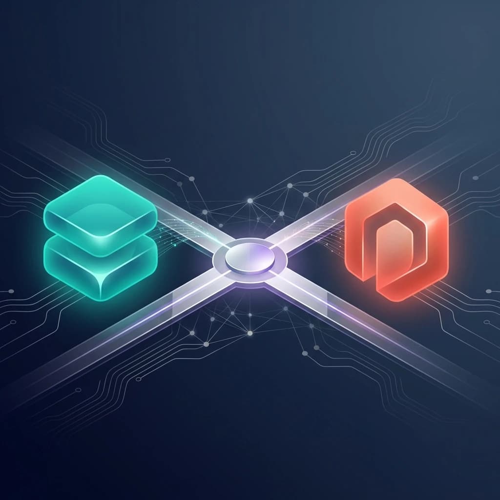 Abstract representation of two AI tools being compared